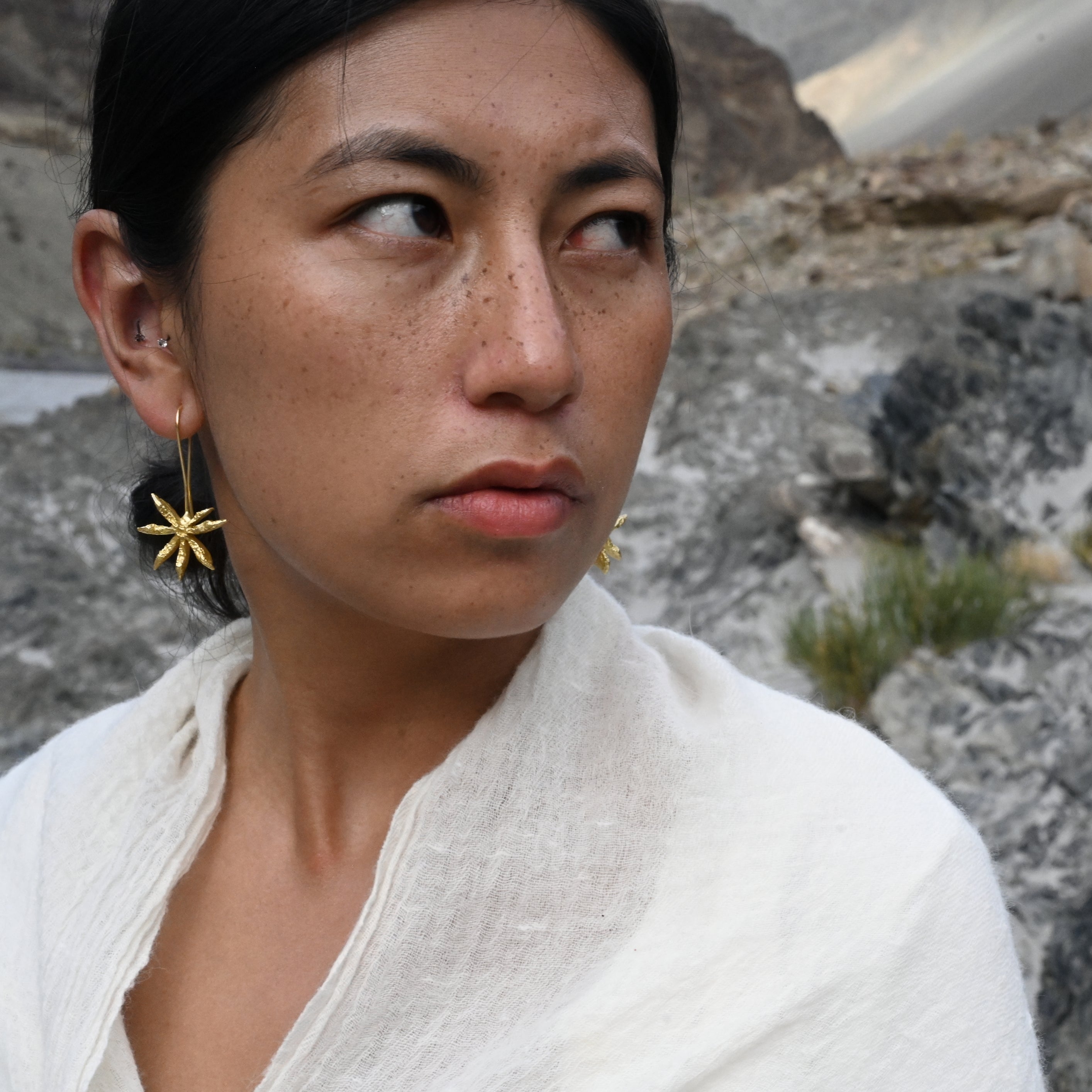 Star Anise Slider Earrings